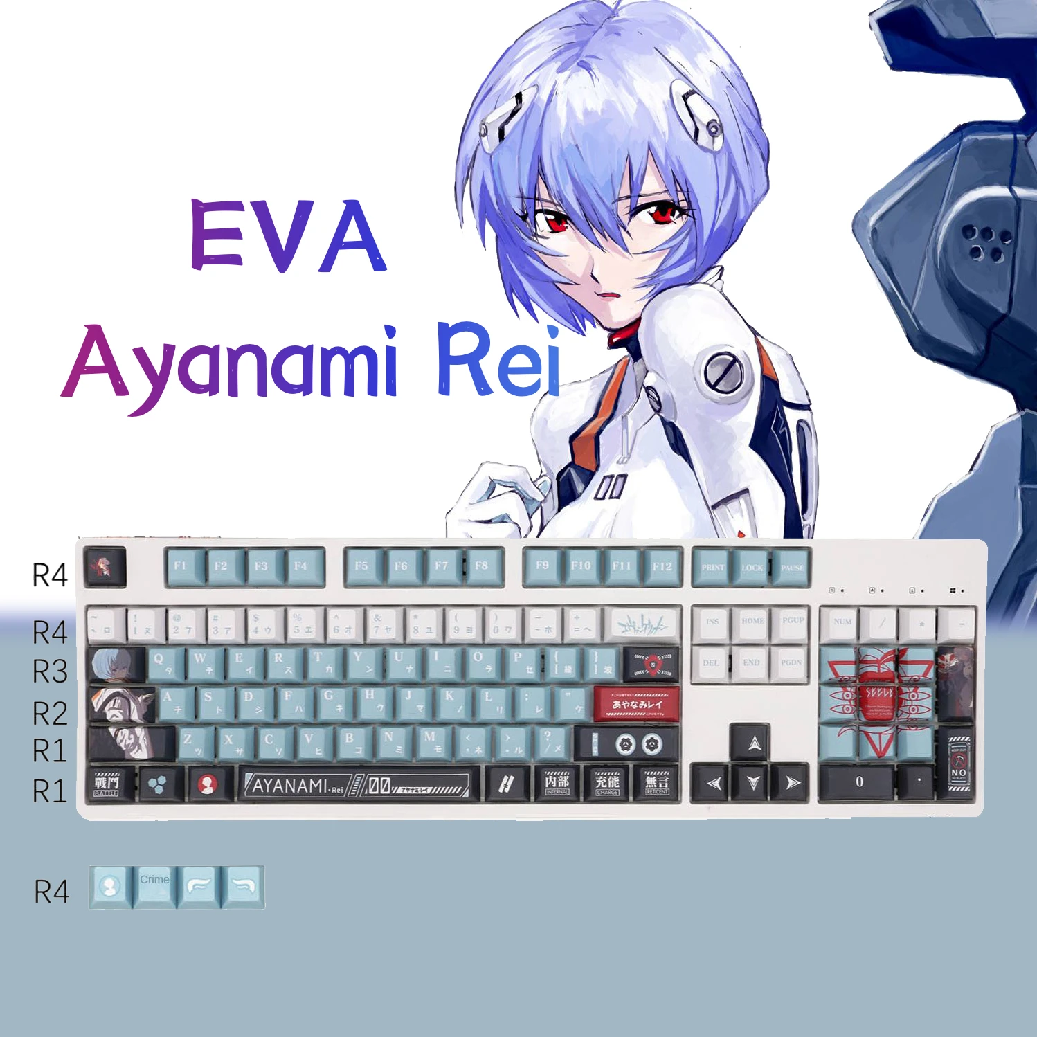 

108/142 keys EVA zero machine EVA Ayanami sublimation keycap Cherry Profile keycaps cool design mechanical keyboard cap