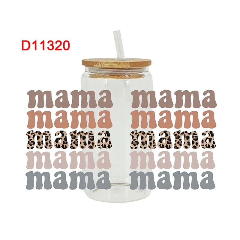 Наклейки с рисунком Мама Дизайн Мультфильм УФ Dtf термоклейкая пленка для стекла 16