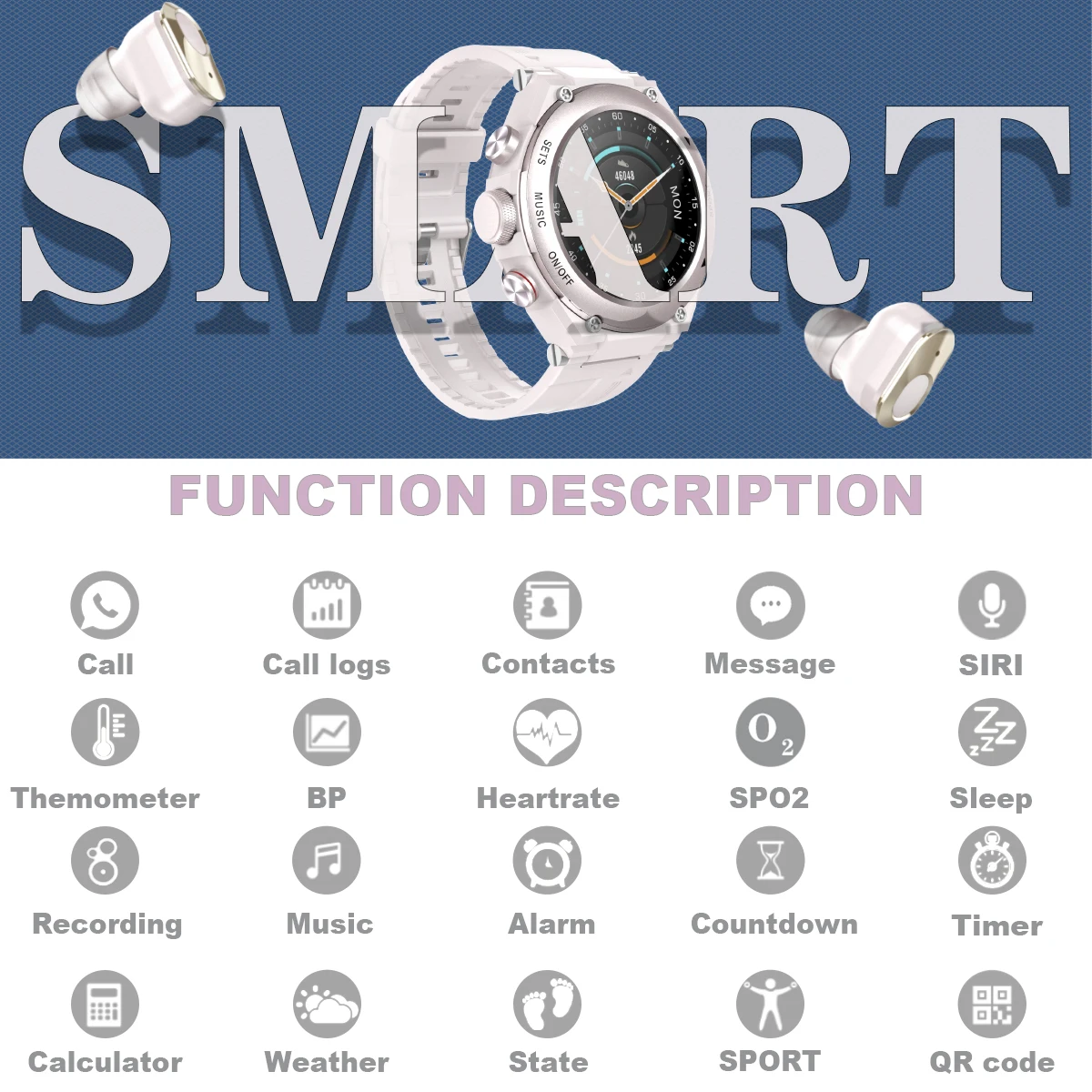 3-in-1 T92 Smart Watch With TWS Dual Bluetooth Headphone MP3 Local Music Call Sports Fitness Waterproof Supports DIY Dial |