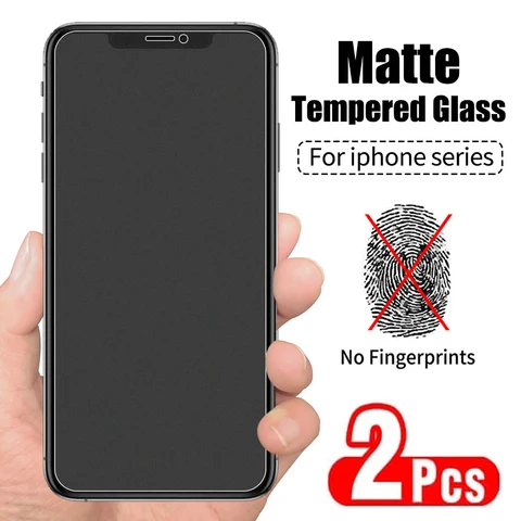 2 шт., матовое закаленное стекло для iPhone 11 12 13 Pro Max 7 8 6 Plus XR X XS Max