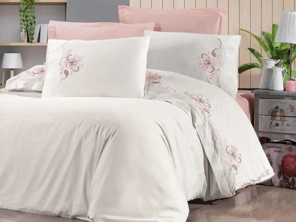 

Fiona Embroidered Duvet set Powder