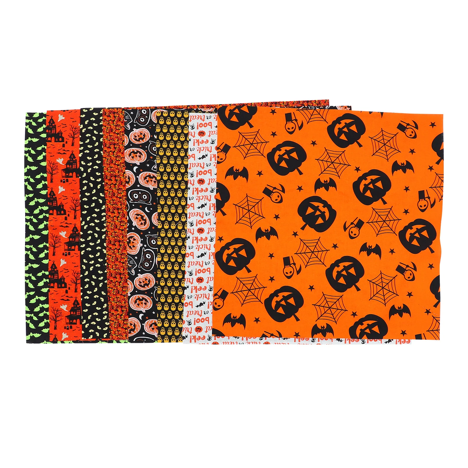 

8 Pcs Pumpkin Cotton Fabric Quilting DIY Printed Printing Halloween Cloth Craft Durable