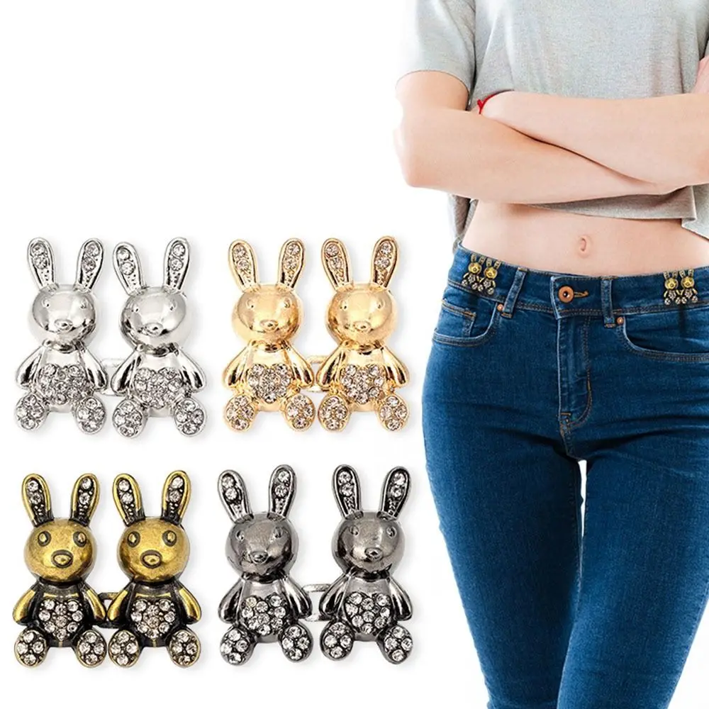 

Alloy Rabbit Waist Buckle Button Rhinestone Multicolor Jeans Waist Tighten Clip Adjustable Removable Skirts