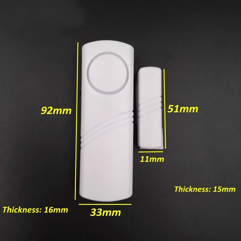 

Independent Wood Door Alarm Sensor Window Detector with 90Db Buzzer Burglar Security Alarm System AAA Battery