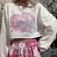 cartoon anime girl printed t shirt long sleeve white tshirts woman y2k new sweet kawaii cute women harajuku tops loose pullovers