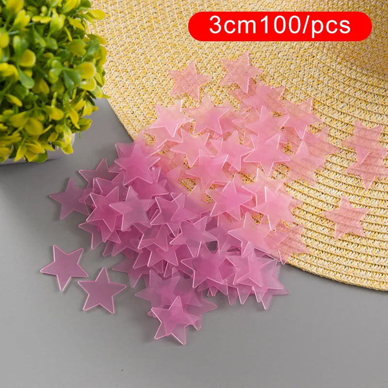 

100Pcs Colorful Star Wall Sticker Luminous 3D Star Stickers For Kids Bedroom Fluorescent Glowing In The Dark Home Decoration