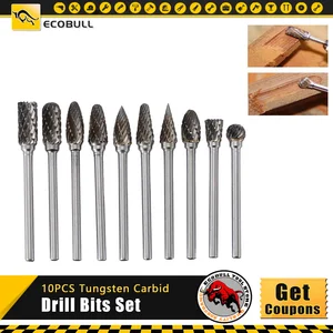 10 шт. карбид вольфрама сверла для металла burr tungstenio burs cnc фреза dremel мини конусные сверла набор ferramentas