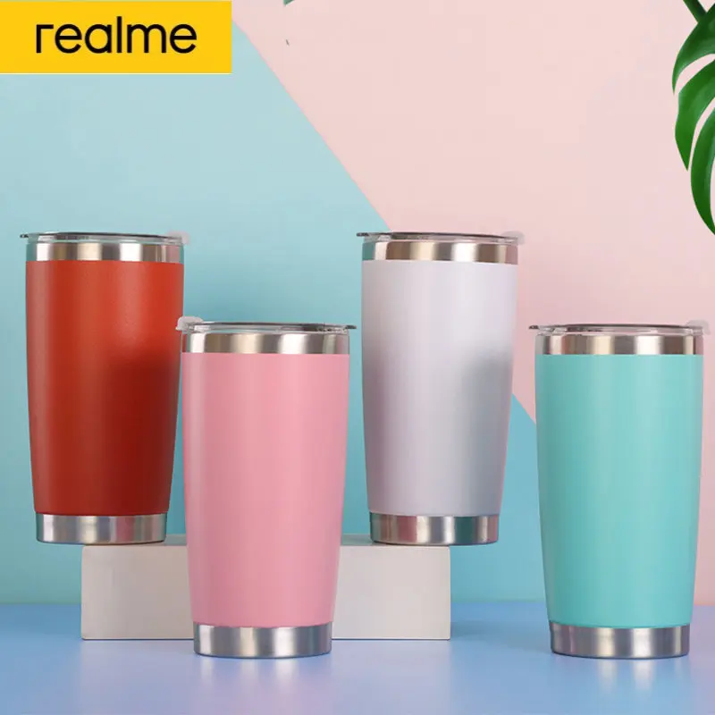 realme Thermal Mug Beer Cup Tumbler Stainless Steel Double Wall Vacuum Insulated Coffee Tea Mug Wide Mouth Water Bottle