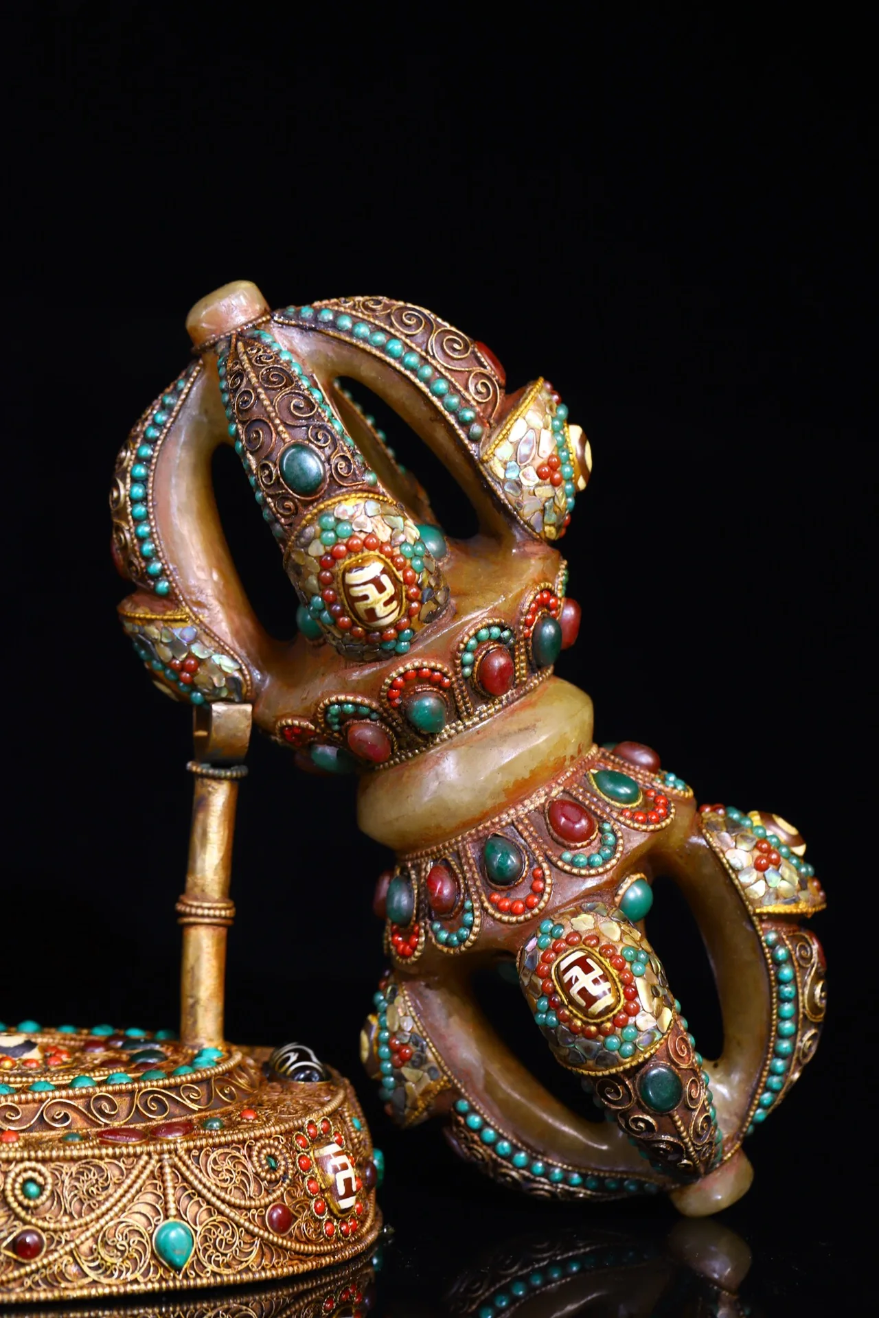 11-дюймовая коллекция тибетского храма старая натуральная хрустальная мозаика