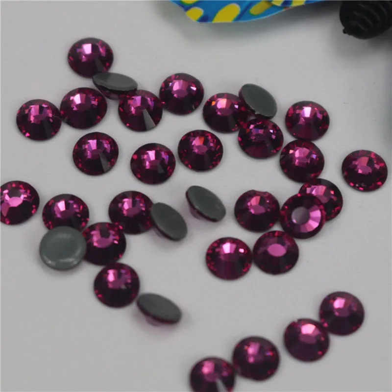 

Стразы фуксия горячей фиксации с плоским основанием железные Стразы хрустальные камни стразы горячей фиксации s для штук