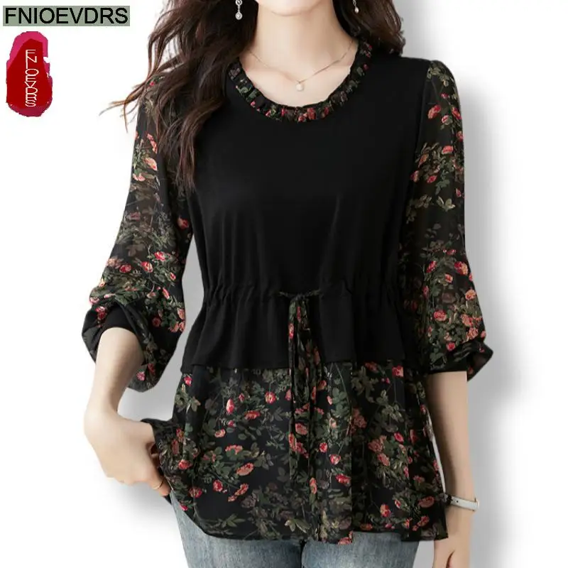 Блузка женская с баской V-образным вырезом на завязках