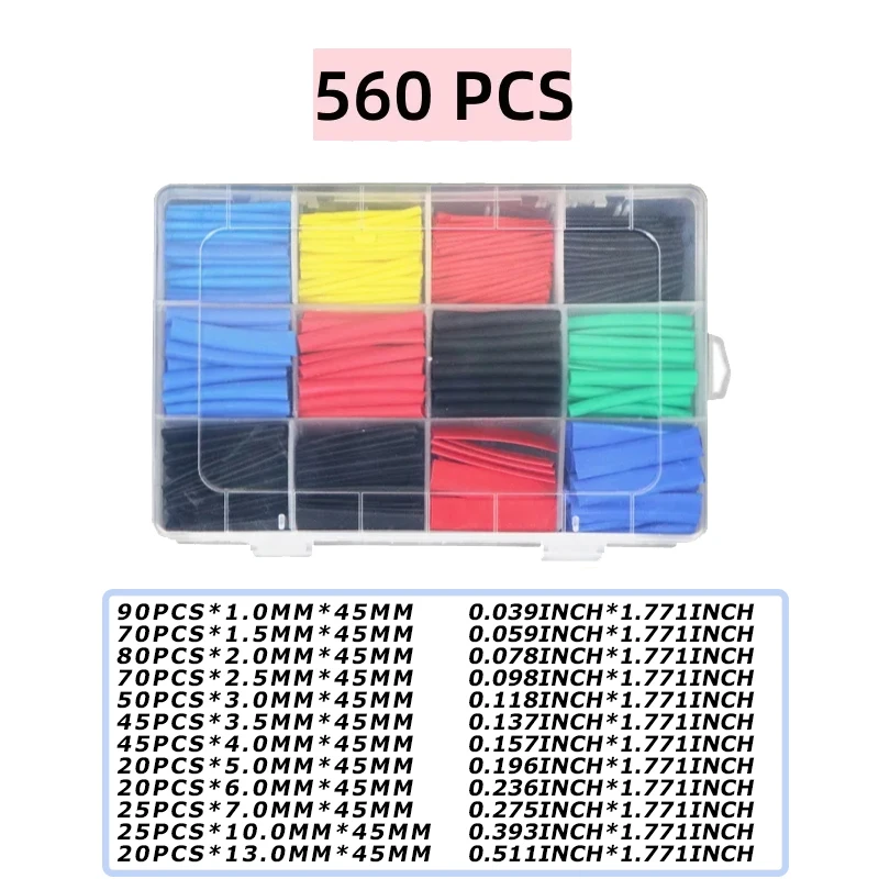 560 шт. термоусадочная упаковка трубка для изоляции 2:1 комплект термоусадочных