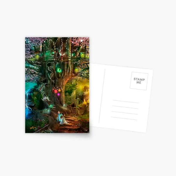 

Открытка с изображением спящего дерева, мультяшная картина для помещений, модный эстетический стильный фотоальбом для спальни, Современна...