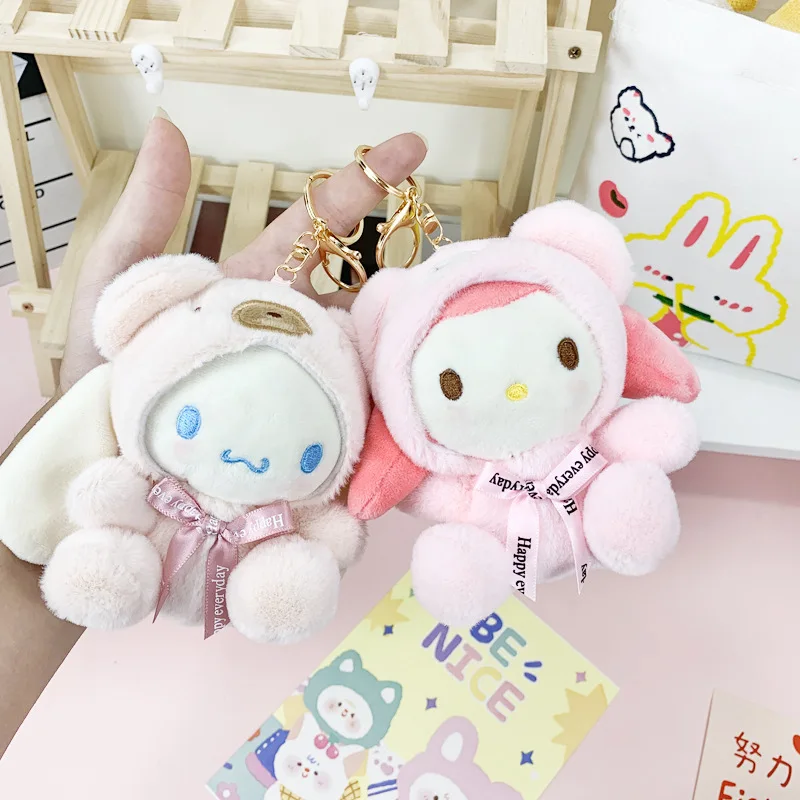 

Плюшевая кукла аниме Sanrio, милая игрушка в стиле Hellokitty, мимелоди, коричной, пошакко, мягкая игрушка, кукла-животное, подвеска в сумку, подарки на день рождения