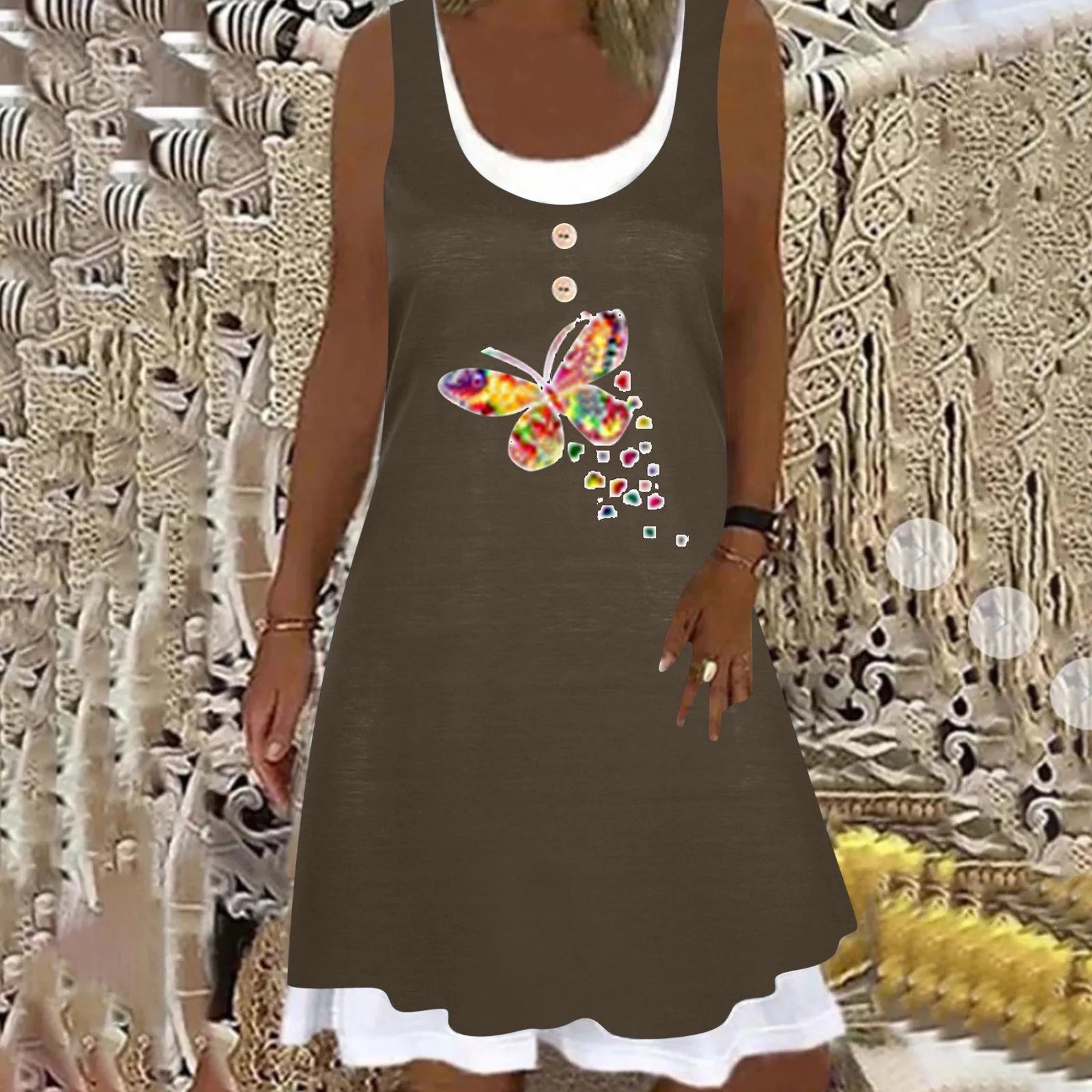 

Платье женское пляжное с лямкой на шее, пикантный Макси Сарафан с открытой спиной и принтом без рукавов, Тропическое платье, 2022