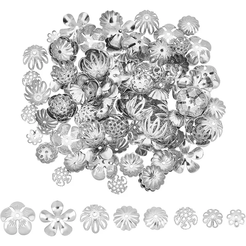 160 шт. шапочки для бусин из нержавеющей стали 7-15 мм