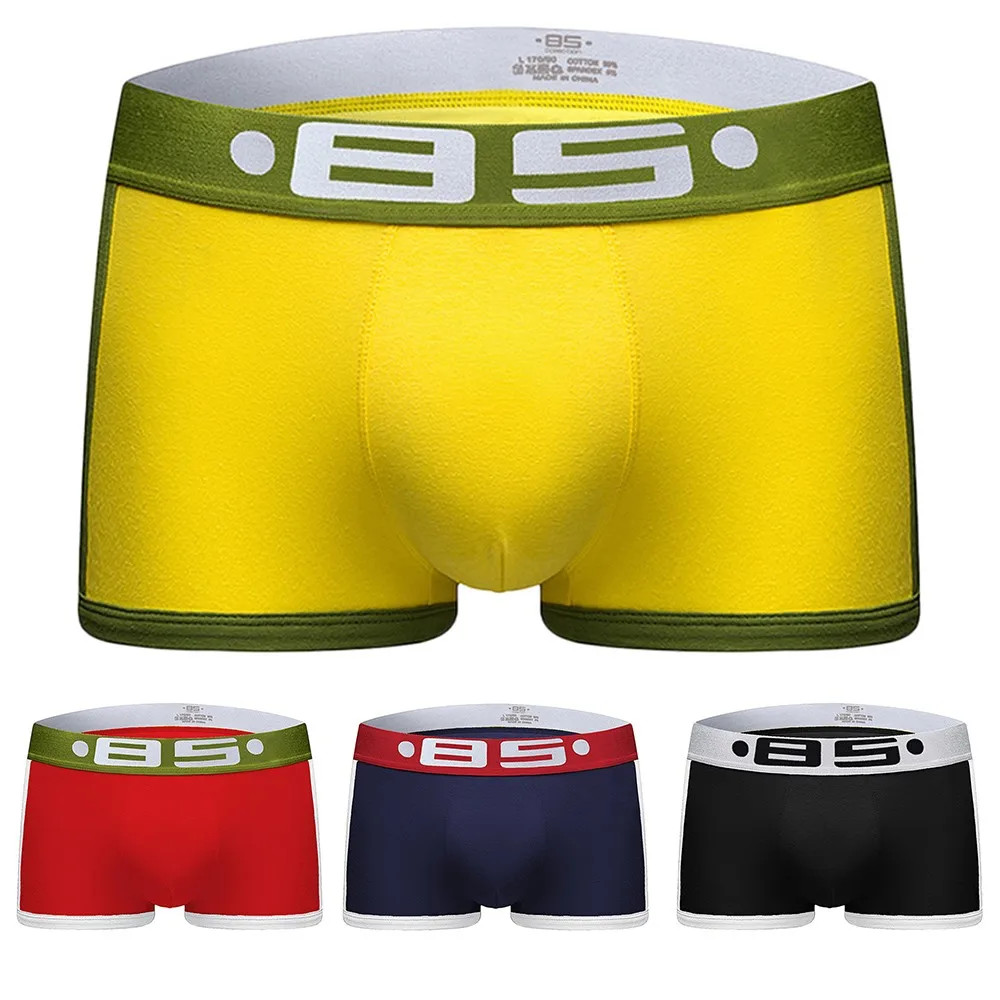 

1pc Men's Underwear Low-Rise Boxer Briefs Sexy Solid Color Cotton Boxer Shorts Male Comfortable Panties