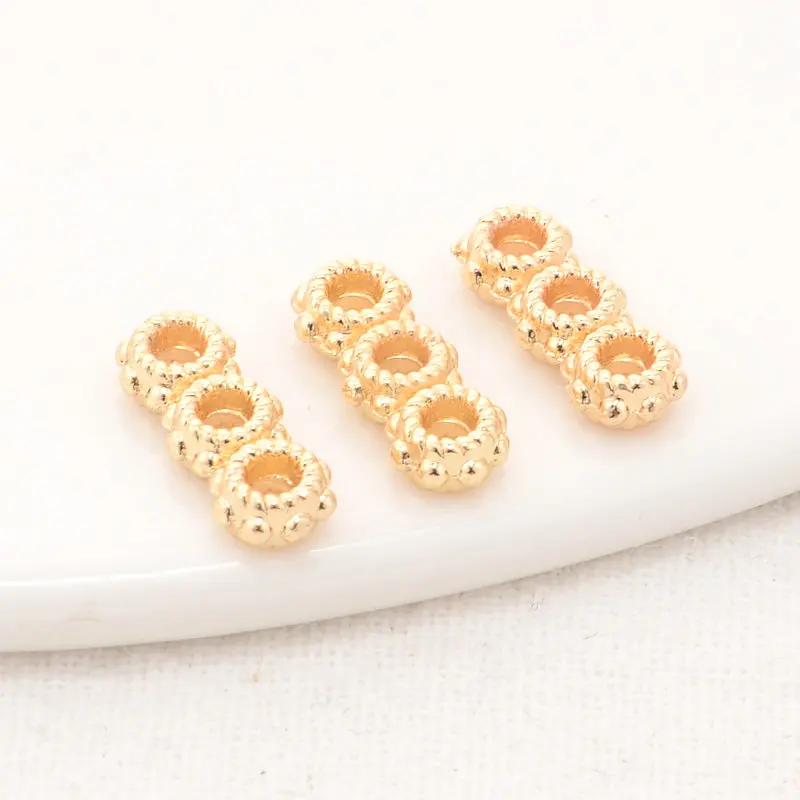 

5*13MM 14K Gold Color Plated Round 3 Holes Connect Charms Pendants Bracelet Necklace Jewelry Making Supplies Diy Accessories