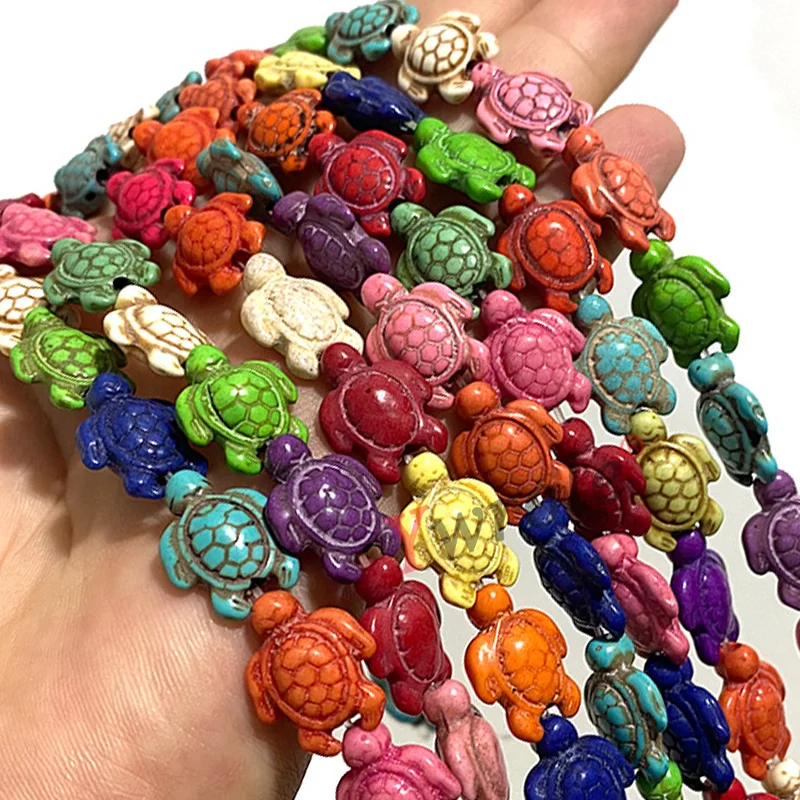 Factory Wholesale Colorful Turtle Howlite Turquoise Spacer Stone Beads For Jewelry Making DIY Bracelet Handmade Accessories