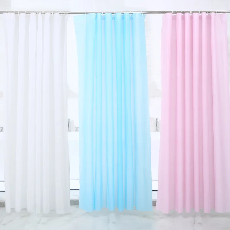 

1pcs Small Fresh Thickening Solid Color PEVA Shower Curtains Bathroom Curtain Frabic Waterproof Bathroom Curtain With Hooks