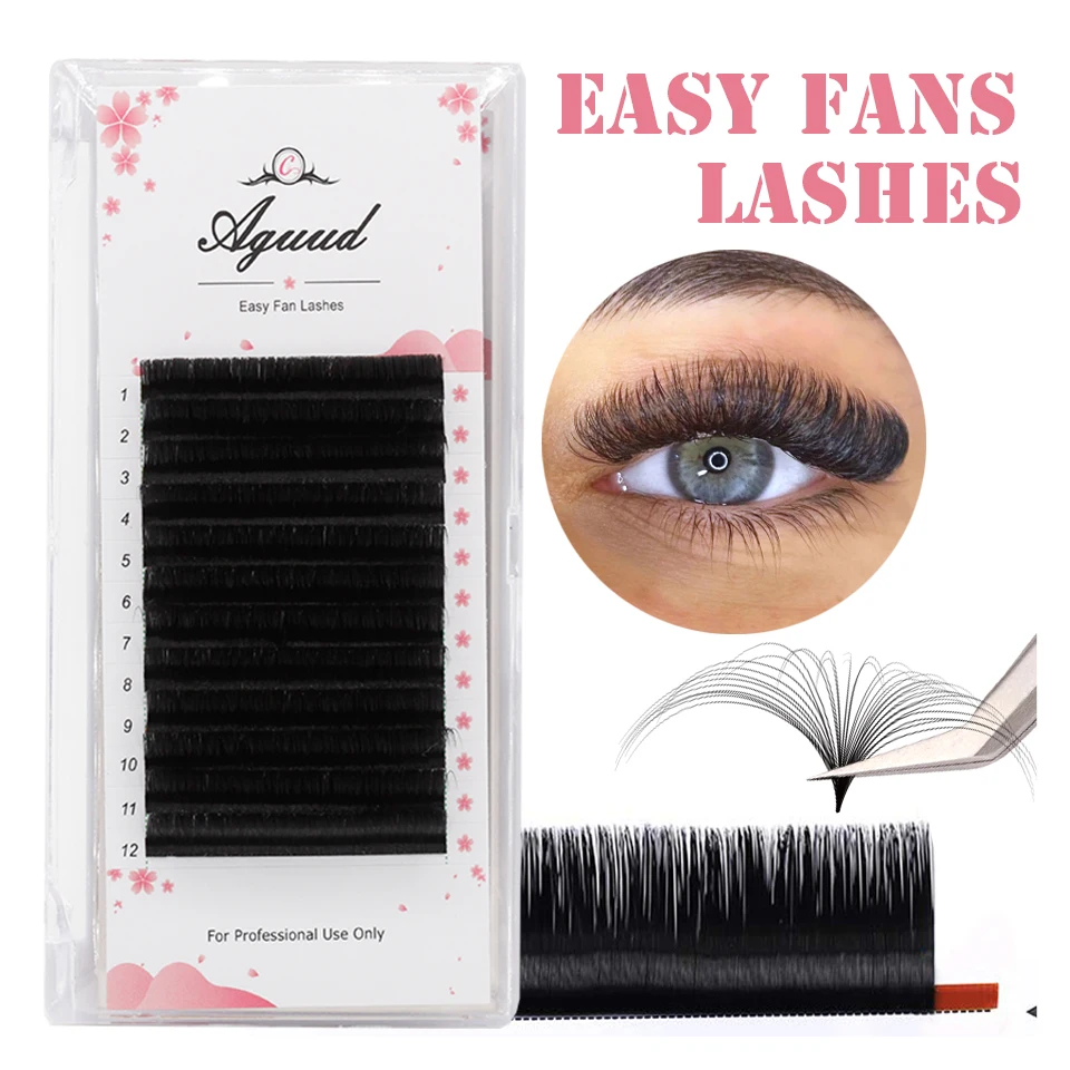 

AGUUD Automatic Flowering Easy Fan Lashes Fast Blooming Mega Volume Fans Lash Faux Mink Super Soft Individual Eyelash Extensions