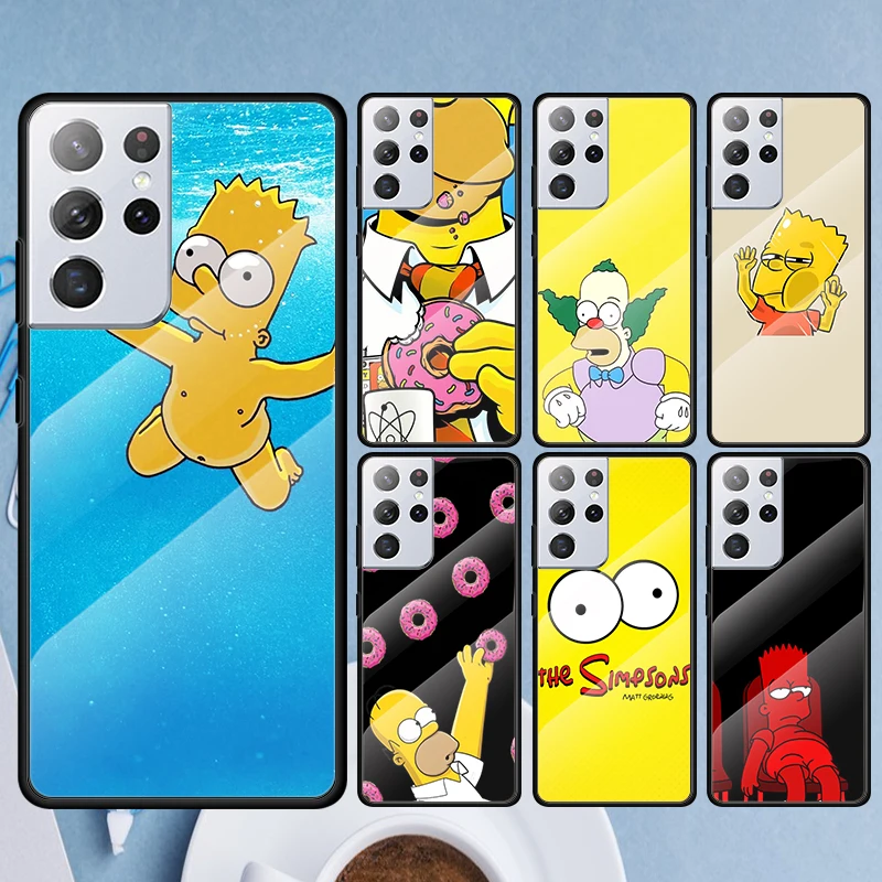 

Disney Cute The Simpsons For Samsung S22 S21 S20 FE S10 S10e S9 Note 20 10 Ultra Plus Lite 5G Tempered Glass TPU PhoneCase