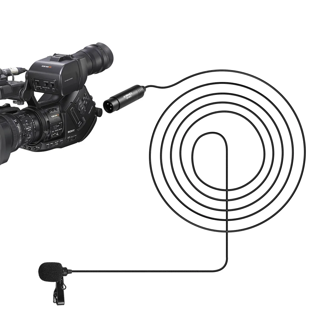 Comica CVM-V02O Omnidirectional XLR Lavalier Microphone with Windproof Cotton For Recorder Camcorder Video Recording Interview |