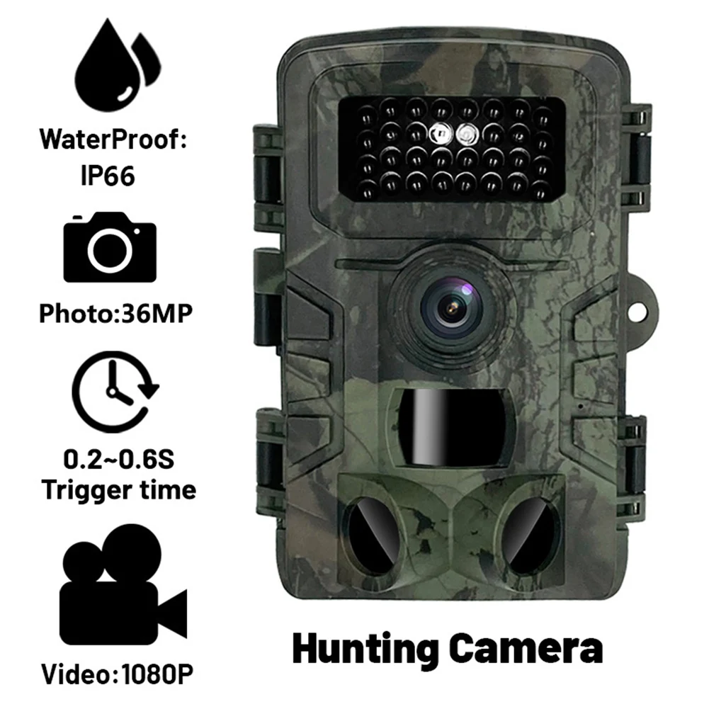 

36MP 1080P Hunting Camera IP66 Waterproof Wildlife Cameras Infrared Night Vision 0.2-0.6s Trigger Time for Tracking Surveillance