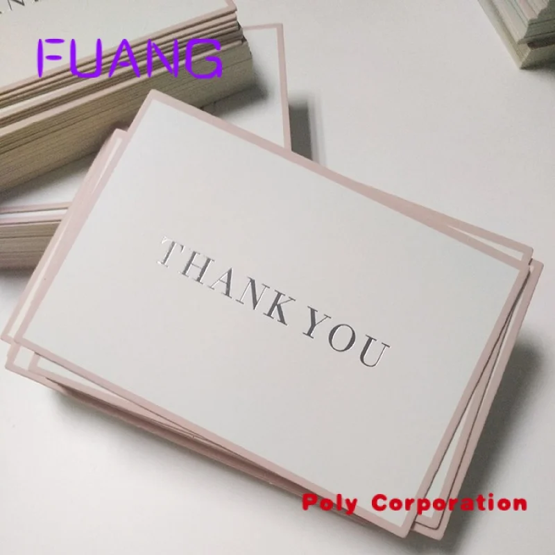

luxury custom 800g thick paper thank you post card with foil logo