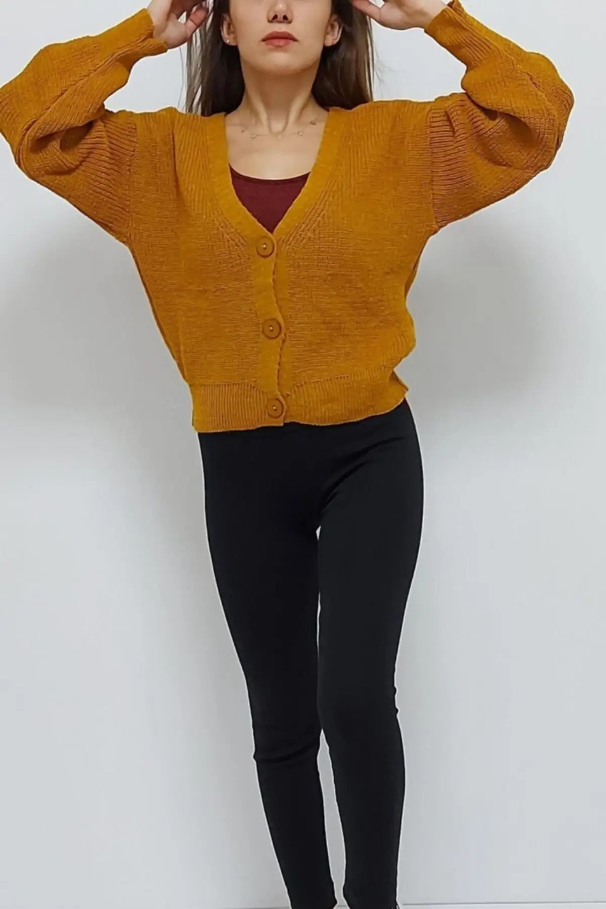 

Women's Cardigan Buttoned sportswear Mustard Casual Knitted Quality Fashion Cardigan Sweaters Loose Sweater Sweater Jumper