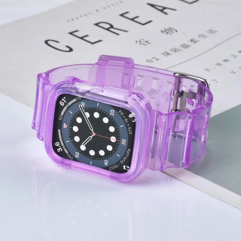 

Strap for Apple Watch Band 42mm 41mm44mm40mm38mm45mm Clear Silicone Strap and Case for Bracelet Wristband iWatch Series 6 5 se 7