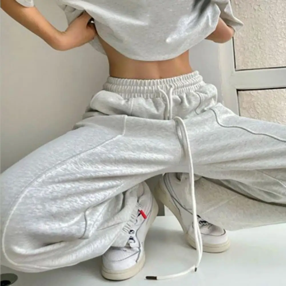 

Модные спортивные штаны для бега в Корейском стиле, женские серые свободные спортивные штаны в стиле Харадзюку, в стиле хип-хоп, с широкими штанинами, мешковатая спортивная одежда, спортивные брюки