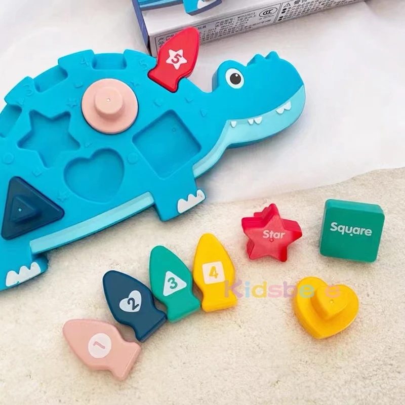 

2022 Montessori Toys Geometric Shape Color Number Matching Dinosaur 3D Puzzles Jigsaw Busy Board Educational Toy For Baby Gift