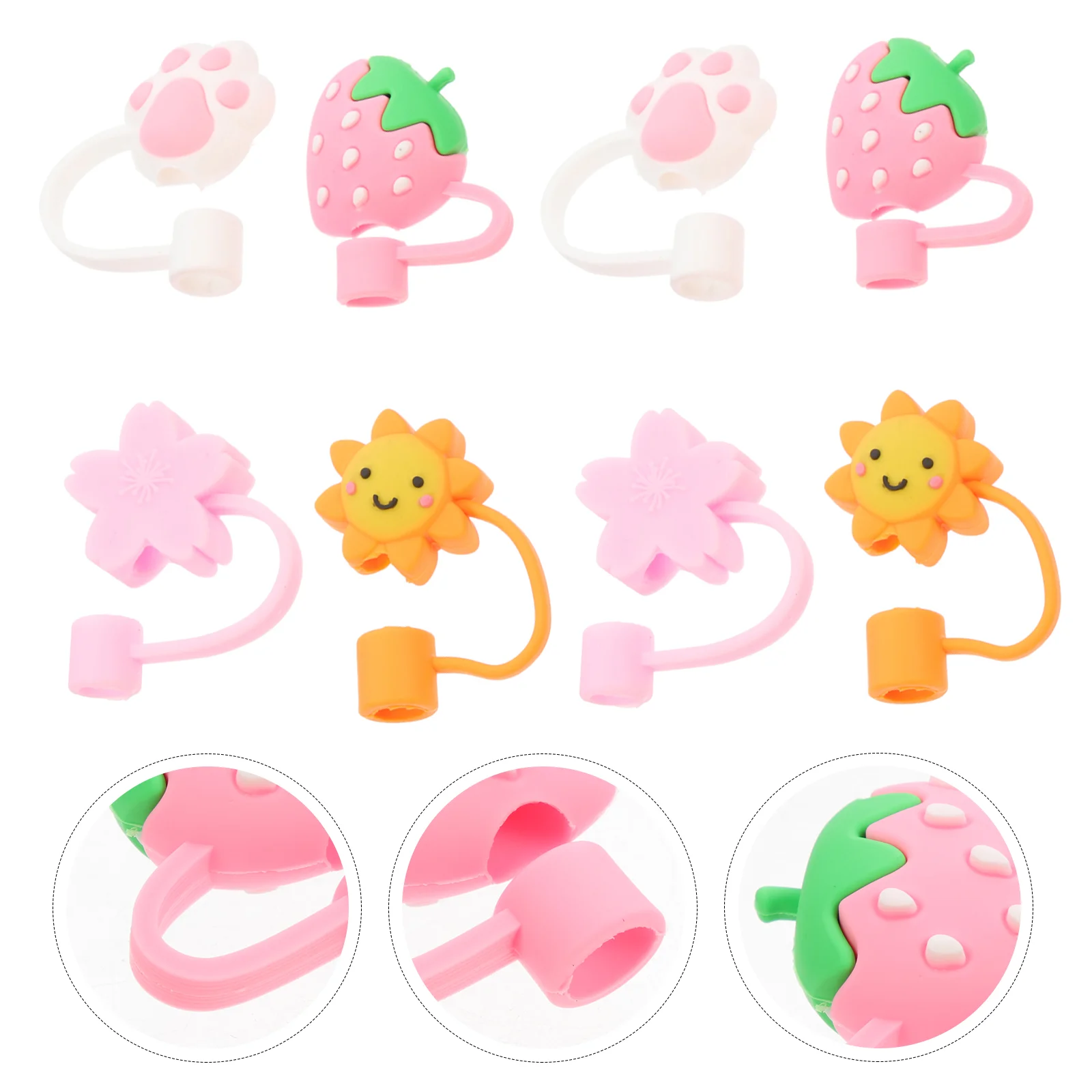 

8 Pcs Coffee Decor Straw Supplies Metal Straw Straw Tips Protector Tumbler Straws Straw Toppers Straw Cap Silicone Straw Top Cap