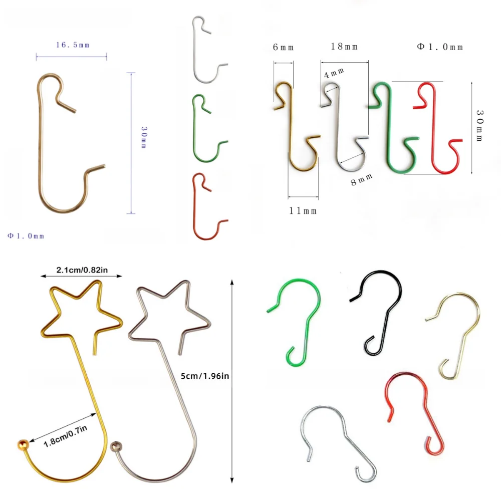 48/100 шт. крючки для рождественских украшений металлические держатели подвесок в