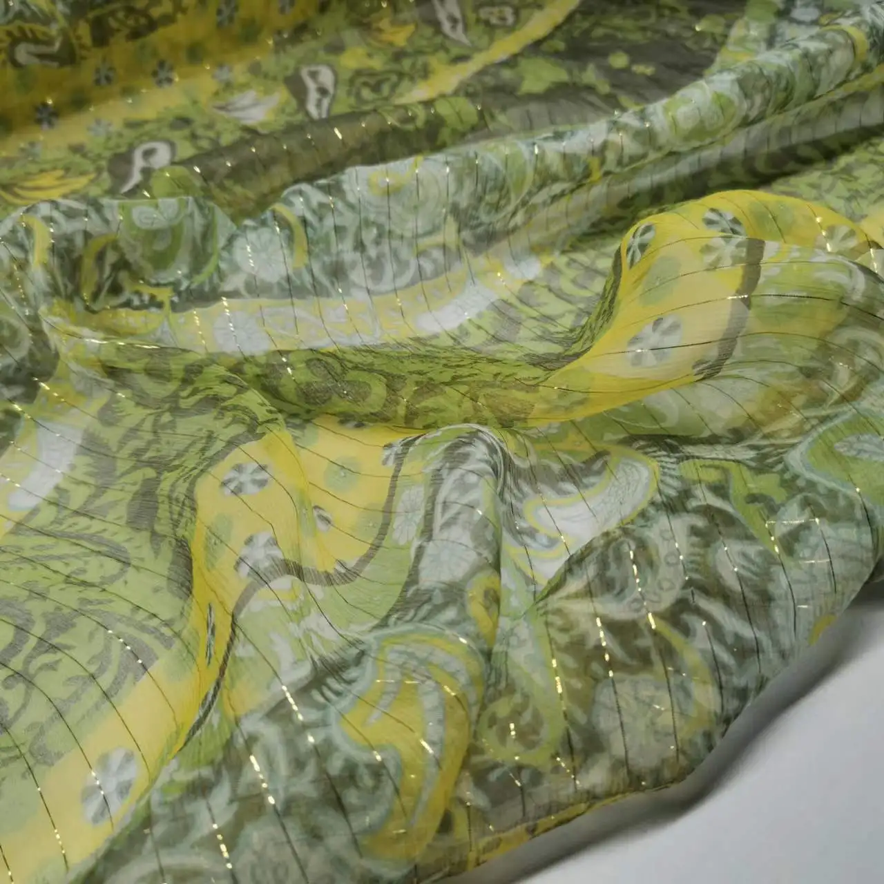 

Silk Georgette Bohemian Soft 6mm Shiny Jacquard Saree Dress Scarf Fabric