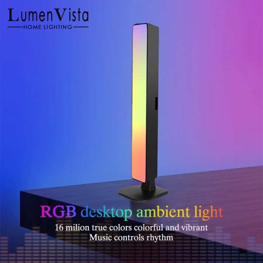 Фото Умный RGB игровой атмосферный светильник, ТВ-игры, компьютер, украшение для рабочего стола, настольная лампа, приложение Tuya, дистанционное управление, автомобильный музыкальный ритм-свет №1