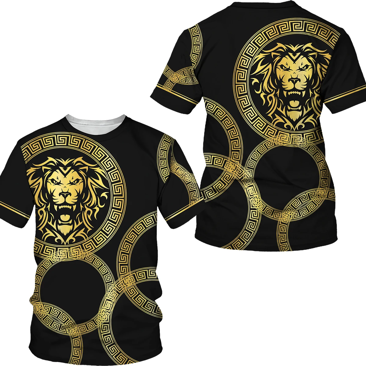 2023 Summer New Lion Head Pattern 3d Printing T-shirt Fashion Men's Street Casual Sports Shirt Men's O-neck Oversized T-shirt
