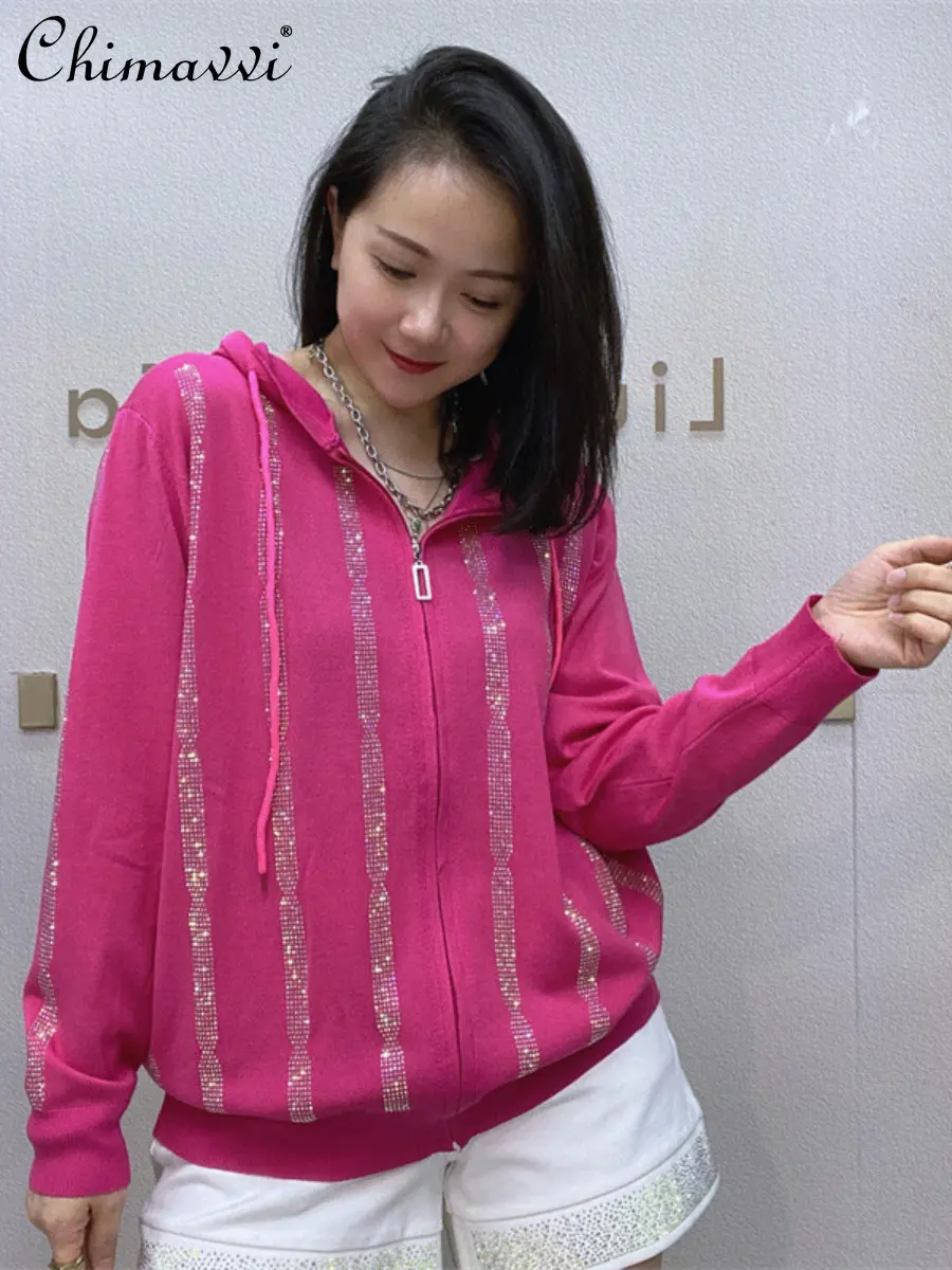 

Autumn New Fashion Zipper Hooded Cardigan European Style Women's Clothes Long Sleeve Loose Temperament Streetwear Sweater Coat