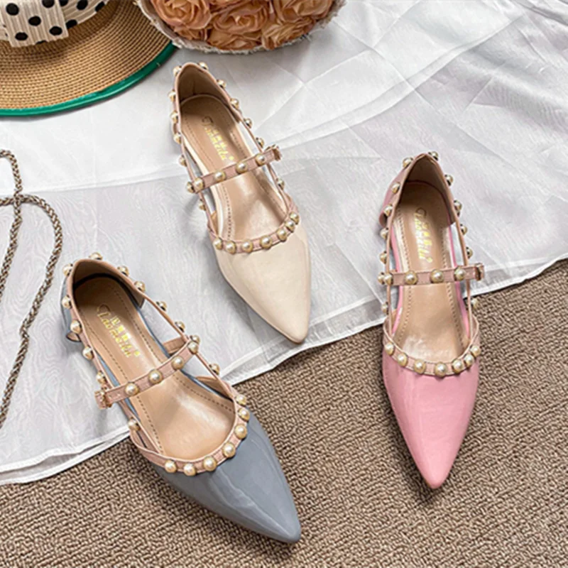 Princess Girls Beading Sandals Patent Leather Lovely Dress Beauties Shoes Pink Beige Blue Wide & Narrow Foot Slip-On 32-48 22cm