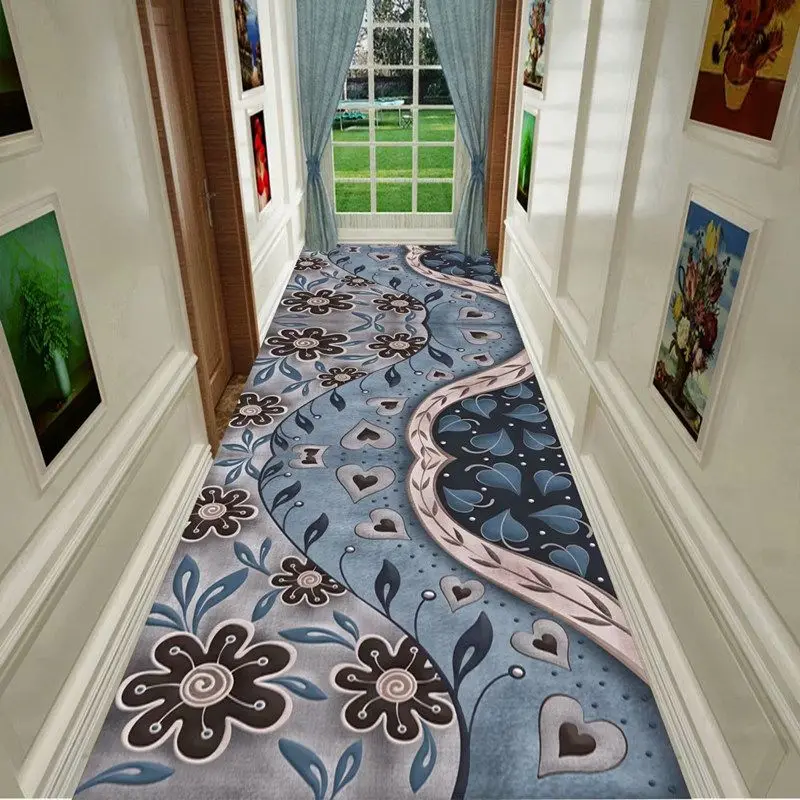

European Style Customizable Corridor Carpet Porch Stairway Aisle Long Runner Rug Room Balcony Large Area Passageway Non-slip Mat