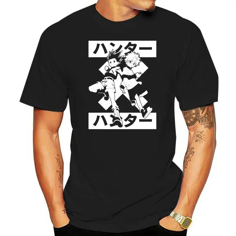 

Camiseta negra auténtica de Hunter X Hunter, camisa de Anime Gon Cross Killua, Ts4Hgd, 2Xl, 3Xl, 4Xl, 17Xl