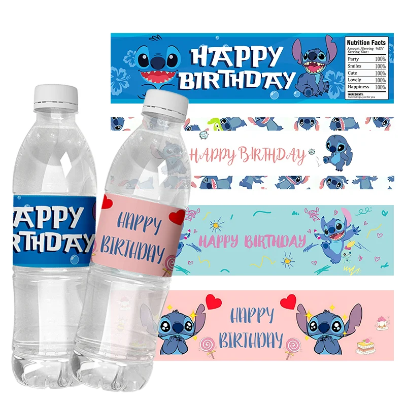 6pcs Custom Disney Lilo & Stitch Mineral Water Bottle Sticke