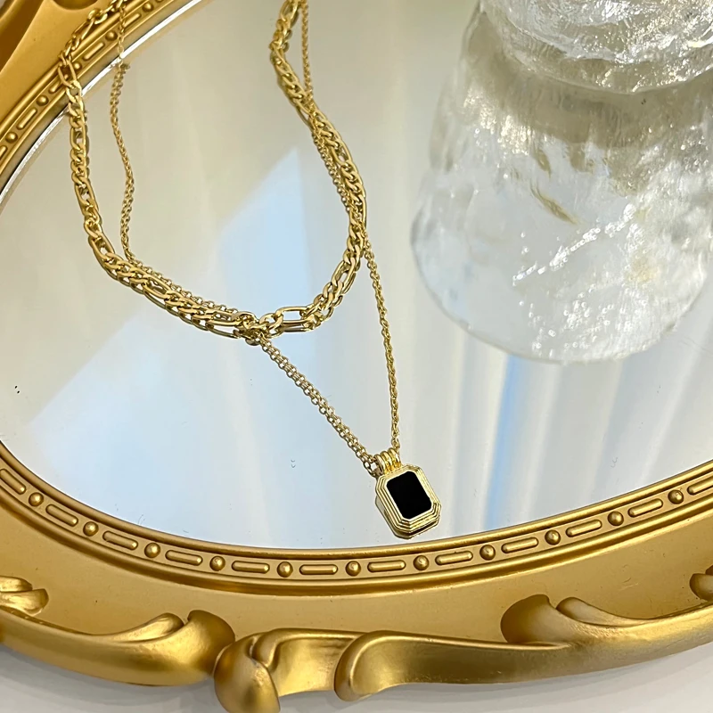 Современная бижутерия Двухслойное ожерелье-цепочка популярный дизайн золотой