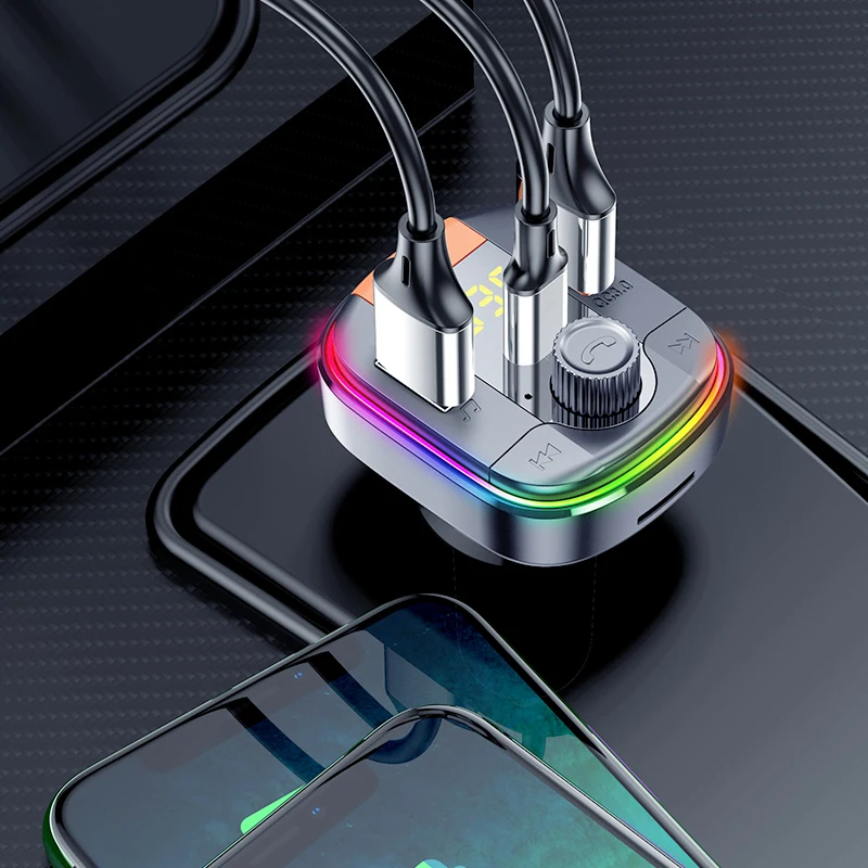 Автомобильный комплект громкой связи Bluetooth 5 0 FM-трансмиттер радиомодулятор QC3.0