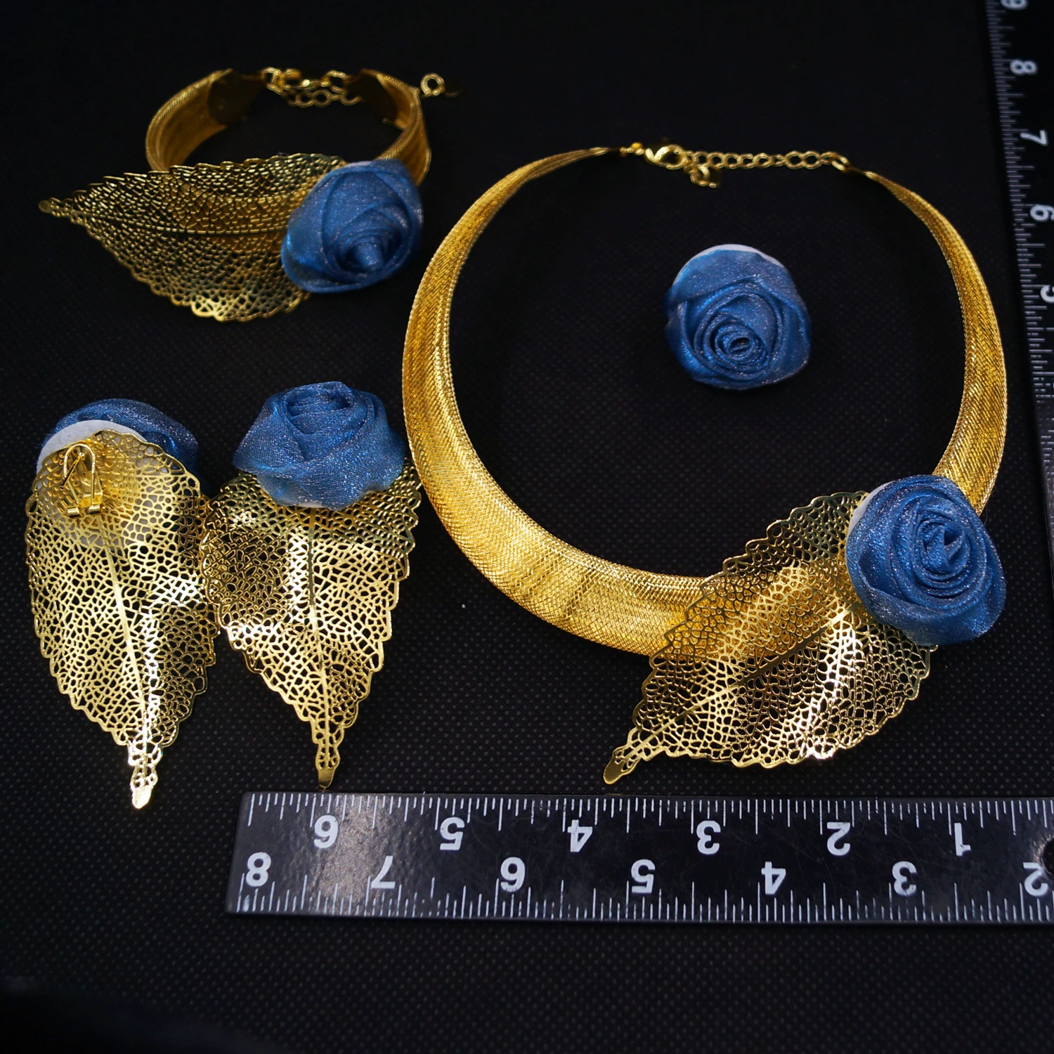 Модное ожерелье с бутонами роз серьги роскошные свадебные украшения подарок на