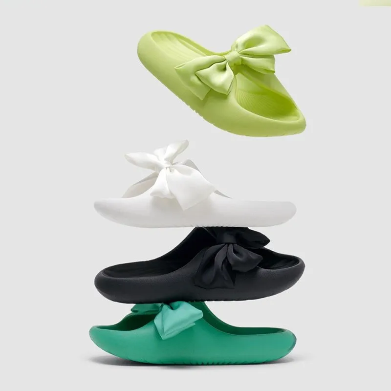 

2022 NEW Bow Ladies Summer Sandals and Slippers Beach Sandals Flip Flops Cute Soft Bottom Comfortable Bathroom Shoes
