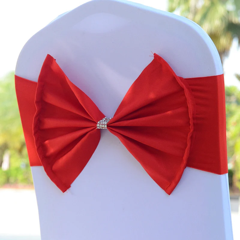 

Birthday Party Hotel Dinner christmas Spandex Chair Sash Wedding sashes Ready made bow tie Chair Cover Band Lycra Sash Bow Tie