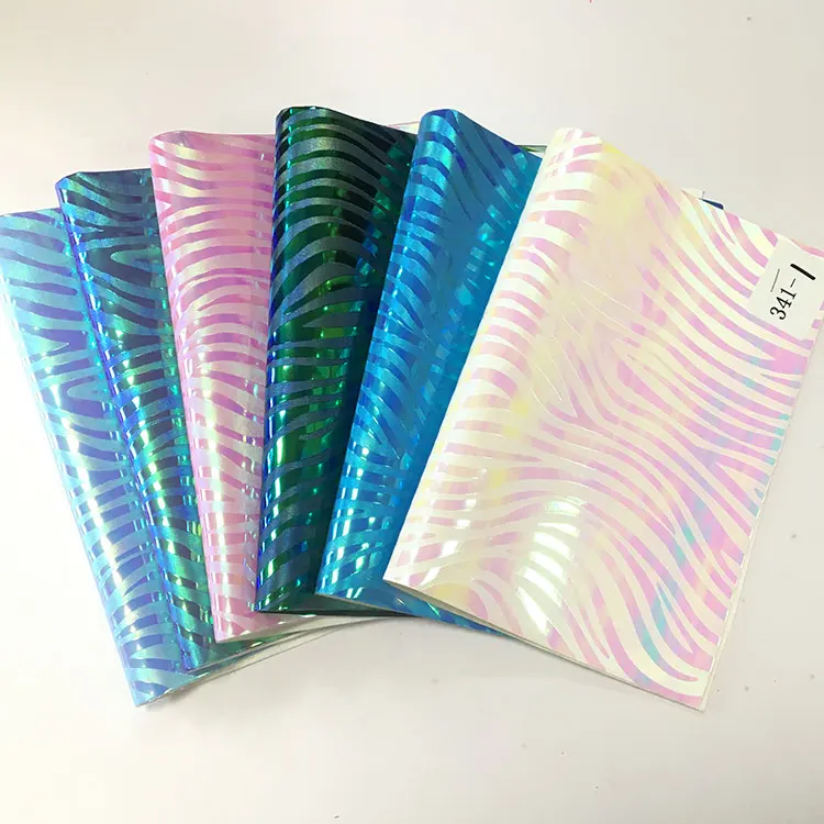 

XHT Zebra Grain Texture Embossed PU Holographic synthetic leather Fabric Sheet for jewelry making 30x135cm