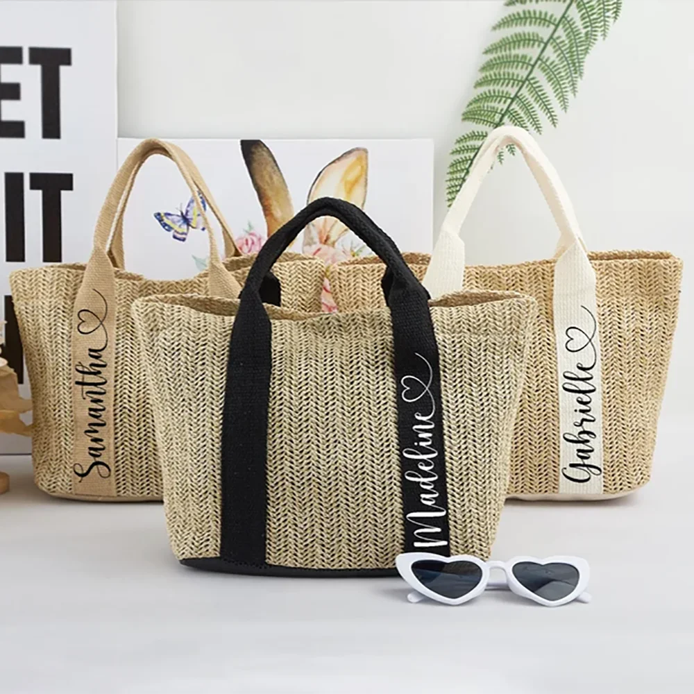 Женская летняя Соломенная Сумка-тоут для подружки невесты